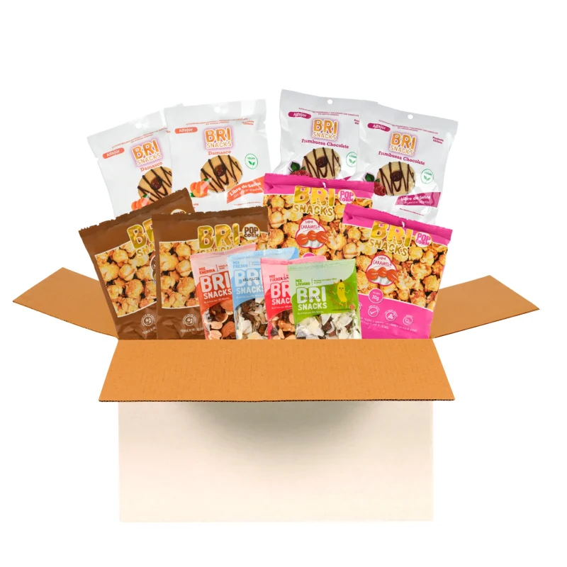 Pack snacks veganos y sin azúcar BRI